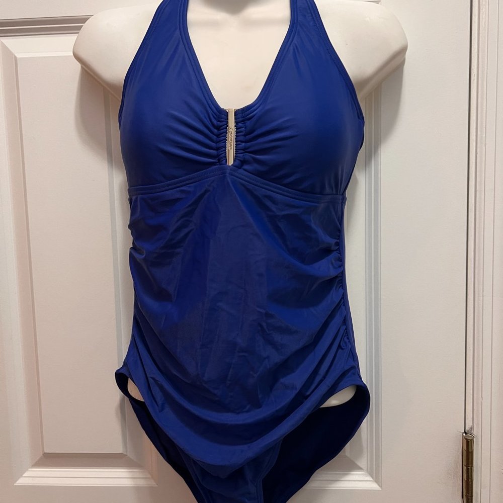 Calvin Klein size 8 one piece blue swimsuit